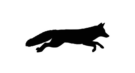 Obraz premium side profile of a leaping fox silhouette, isolated on a transparent background: a dynamic vector illustration for design projects