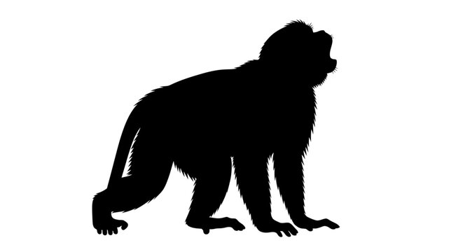 profile silhouette of a howling monkey, isolated on transparent background: a powerful vector illustration for design projects