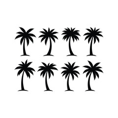 Vector art of collection of palm trees isolated on white background