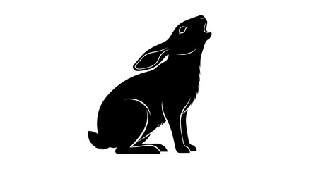 majestic silhouette of a hare calling out: a striking black vector illustration isolated on transparent background, perfect for logos, prints, and designs