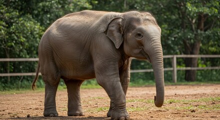 Obraz premium Gray elephant walking outdoors