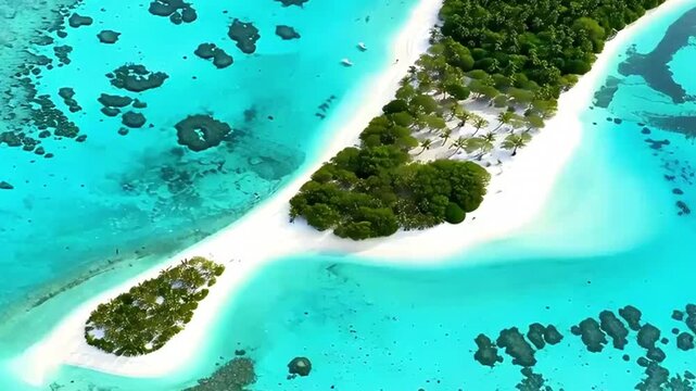 Himokilan Island, Leyte Island, Philippines. Tropical island with a village and a white beach. Tropical island with a white sandy beach, top view.