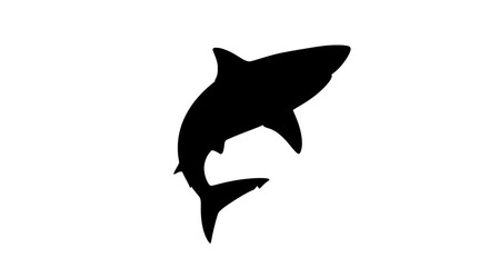 Fototapeta premium side profile of a leaping shark silhouette, isolated on a transparent background: dynamic vector graphic for aquatic designs