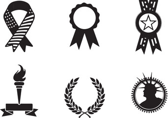 Celebrate freedom and victory with iconic US award symbols and liberty icons.