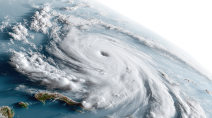 Tempestuous Whirlwind: A stunning aerial perspective of a formidable hurricane, its spiral arms of clouds and an ominous eye creating an awe-inspiring spectacle of the planet's raw power.