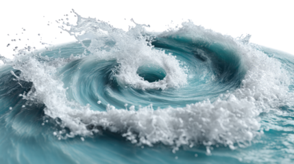 Ocean's swirling dance: A stunning visual symphony of water in a close-up, showcasing the raw, dynamic power of the ocean in a mesmerizing display. 