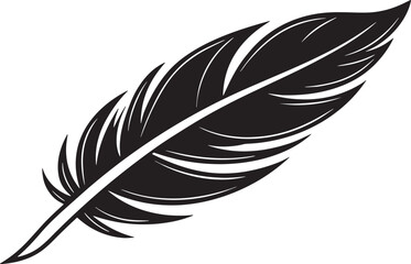Obraz premium Black and white illustration of a single feather quill