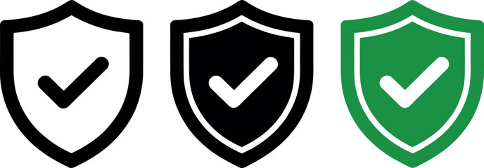 Security shield check mark icon vector protection and approved