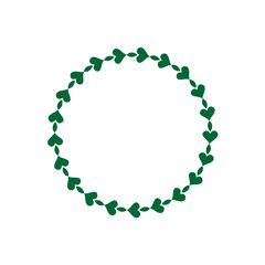 Green Heart Leaf Wreath Frame, Highlight circle icon on transparent background