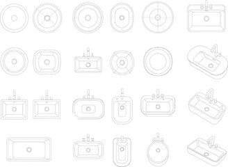 Detailed technical drawings and schematics of various mechanical components and assemblies presented in a grid layout for engineering and design reference