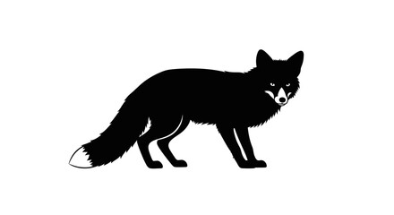 side profile of a black fox silhouette, isolated on transparent background: vector illustration for design projects, logos, and branding