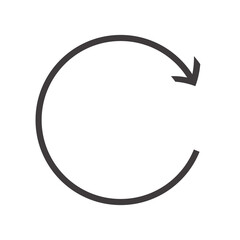 Representation of a circular arrow rotating to the right on a black background isolated on transparent background