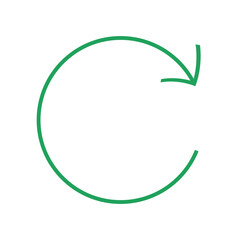 A simple green arrow forming a clockwise circle on a black background view isolated on transparent background