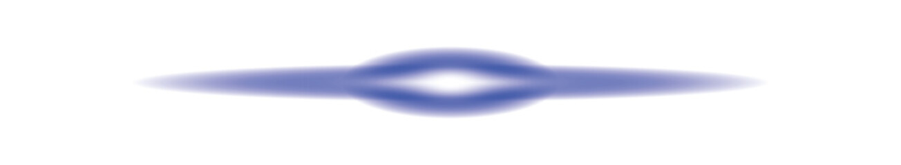 abstract blurred glowing blue light shape centered horizontally on white background resembling lens flare or futuristic energy beam concept