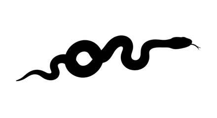 Obraz premium side profile of a graceful black snake silhouette, isolated on transparent background – perfect for logo, icon, or graphic design projects