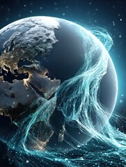 Earth draped in ethereal light