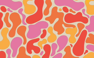 Abstract retro pattern design with colorful organic shapes