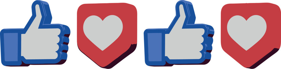 Social media like and love icons for social media marketing