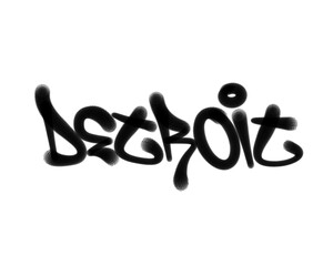 textured sprayed graffiti tagging letters DETROIT city name isolated in black