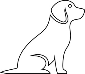 Simple line art of sitting dog silhouette. Great for vet logos, dog groomer icons, pet-related branding, and modern vector templates.

