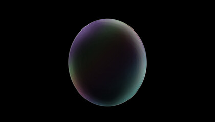 Colorful holographic sphere on black background with modern abstract design