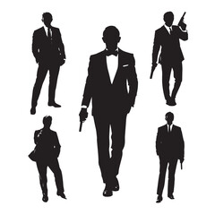 007 silhouette set, Black & White silhouette set
