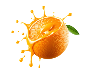 Juicy Orange Burst Fresh Citrus Splash with Transparent Background
