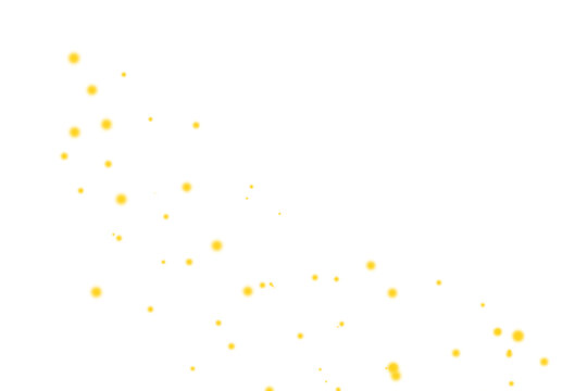 Firefly overlay, scattered glowing yellow firefly effect on transparent background for photo manipulation and editing.