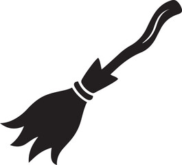 Editable clean and Retro witch's broomstick vector or sticker. Cartoon comic groovy characters vector. Unique vector illustration of witch's broomstick, vector icon illustration
