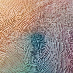 Macro shot of a single fingerprint pattern drawn in tinted liquid on a matte surface, subtle waves radiating outward, pastel tones, photorealistic, no people,Generative Ai
