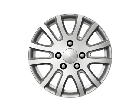 Silver Alloy Wheel Cover Detailed 3D Rendering