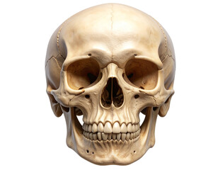 Obraz premium Realistic Human Skull Front View, Detailed Bone Texture PNG Illustration