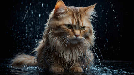 cat in water
