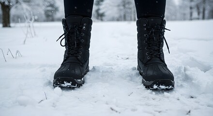 Winter boots on snow