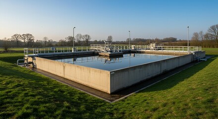 Fototapeta premium Wastewater Treatment Plant Isolated on Transparent Background
