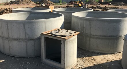 Concrete Septic Tanks Isolated on Transparent Background