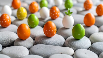 Easter eggs on stones