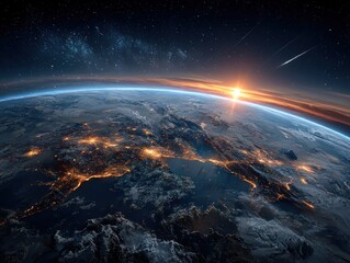 Earth rising, sunset view