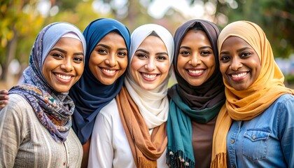 Illustration of  multhiethnic women with hijab styles
