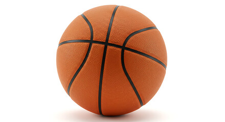 A classic orange basketball with black seams, isolated on a white background for product shots.