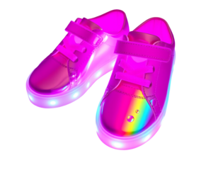 Pink LightUp Sneakers Modern Children's Footwear with Rainbow Accents