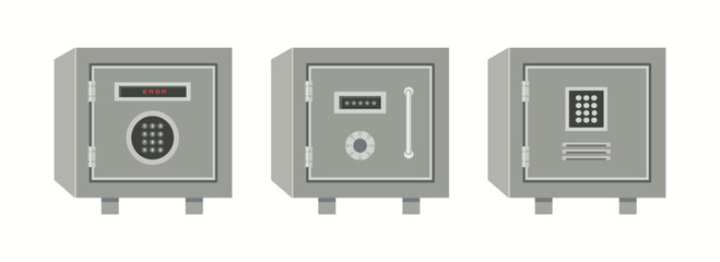 Obraz premium Modern save deposit box. Banknote security code box. Different cash box.