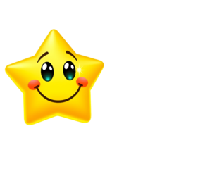 Cute Smiling Star Character on Transparent Background
