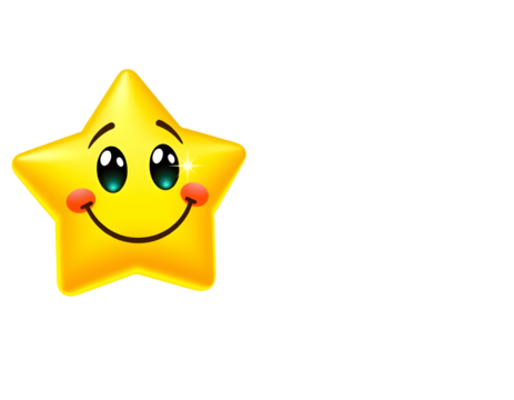 Cute Smiling Star Character on Transparent Background