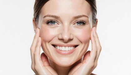 Obraz premium Woman's radiant smile, flawless complexion