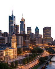 Obraz premium Philadelphia Skyline at Dusk with Cira Centre and Schuylkill River..