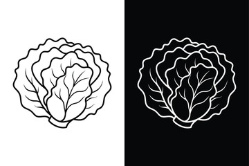 Stylized Lettuce Head line Icon. Fresh Leafy Vegetable Vector