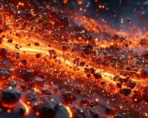 Fiery debris field in space