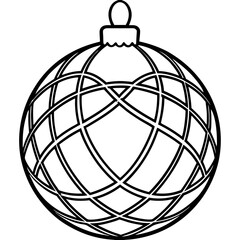 Minimalist Ornament Ball Line Art Vector Elegant Christmas Decoration Outline Design