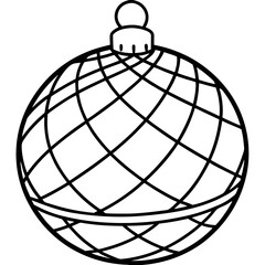Minimalist Ornament Ball Line Art Vector Elegant Christmas Decoration Outline Design